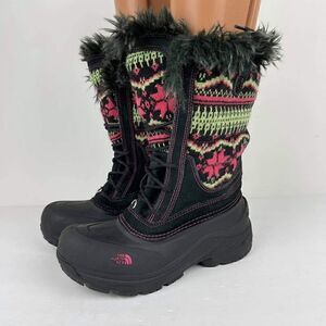 The north face girls shellista lace novelty Winter  black multicolored boot sz 6
